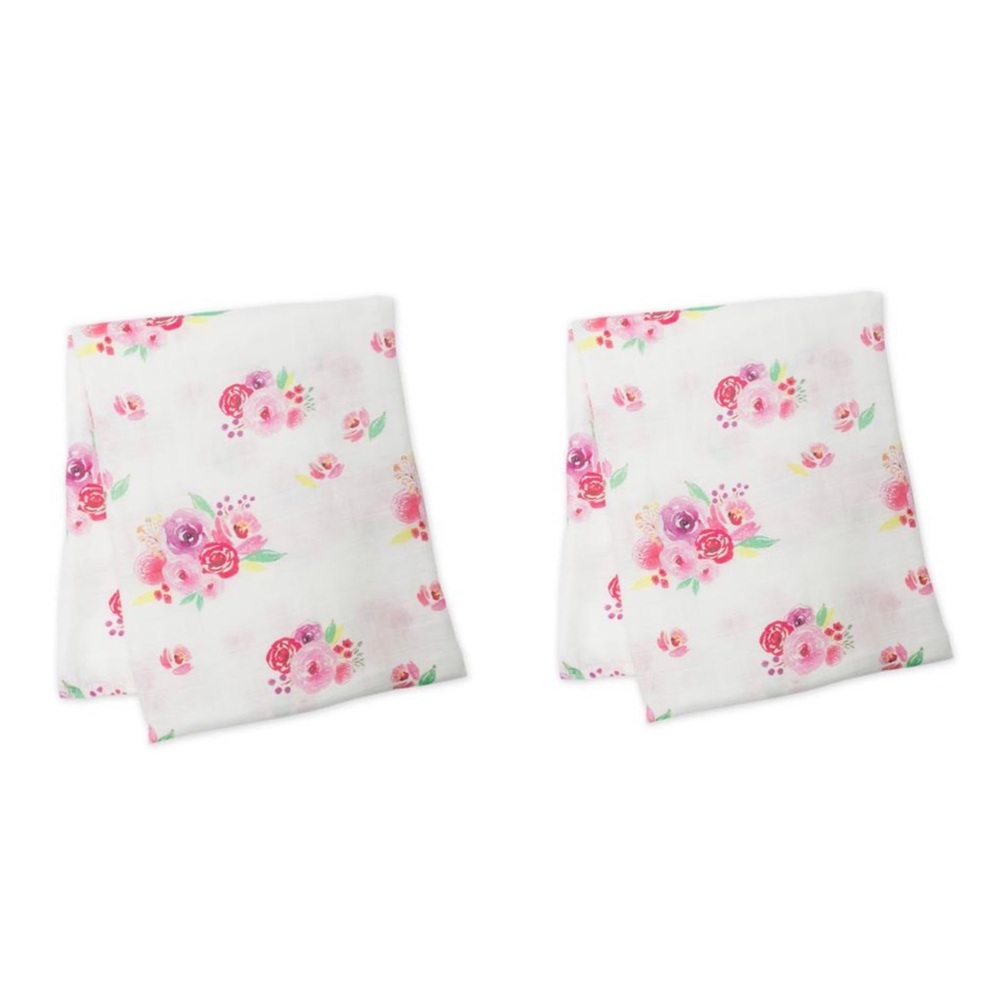 2 pack Lulujo Swaddling Blanket Bamboo Posies